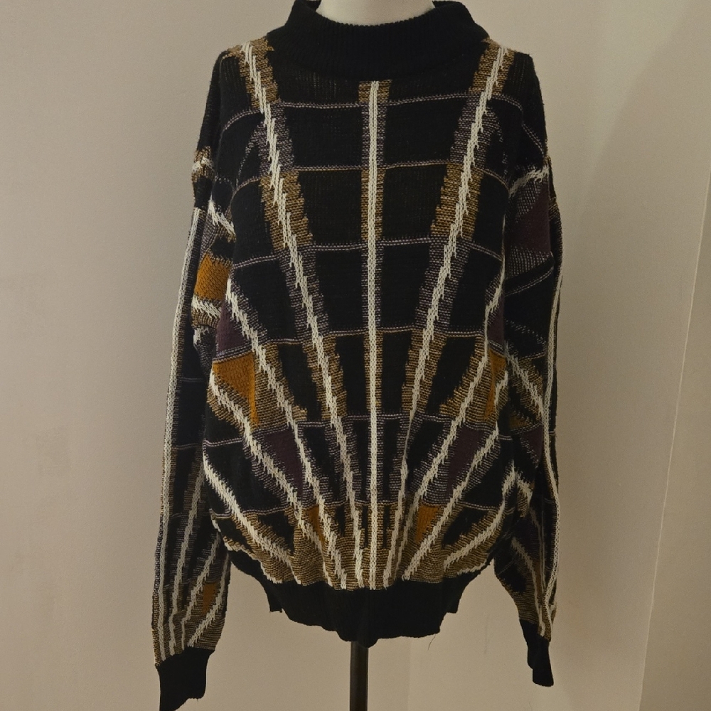 Elegant Turtleneck Sweater with Geometric Design